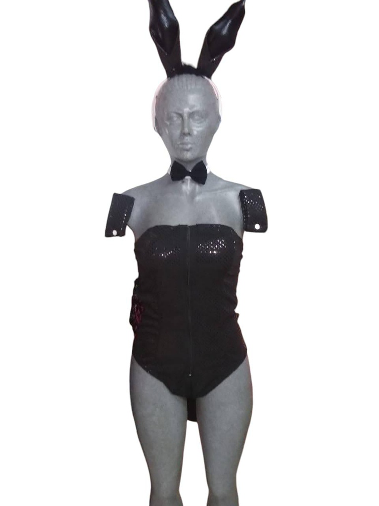 DISFRAZ CONEJA SEXY NEGRO CON BRILLOS