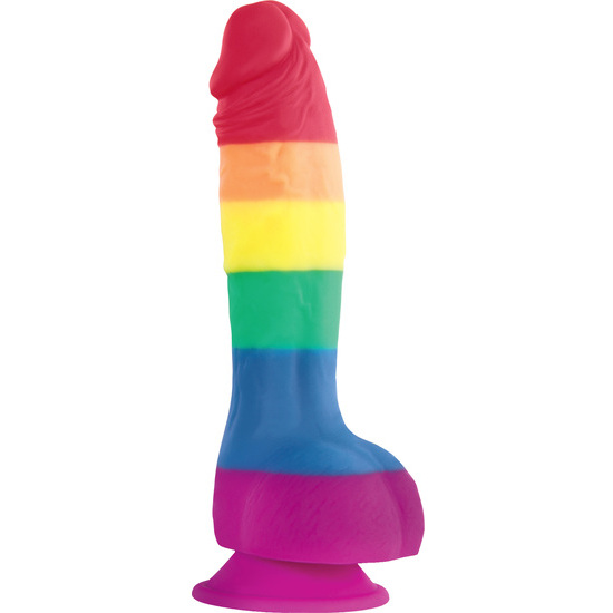 DILDO SUAVE CON TESTICULOS COLOURS PRIDE