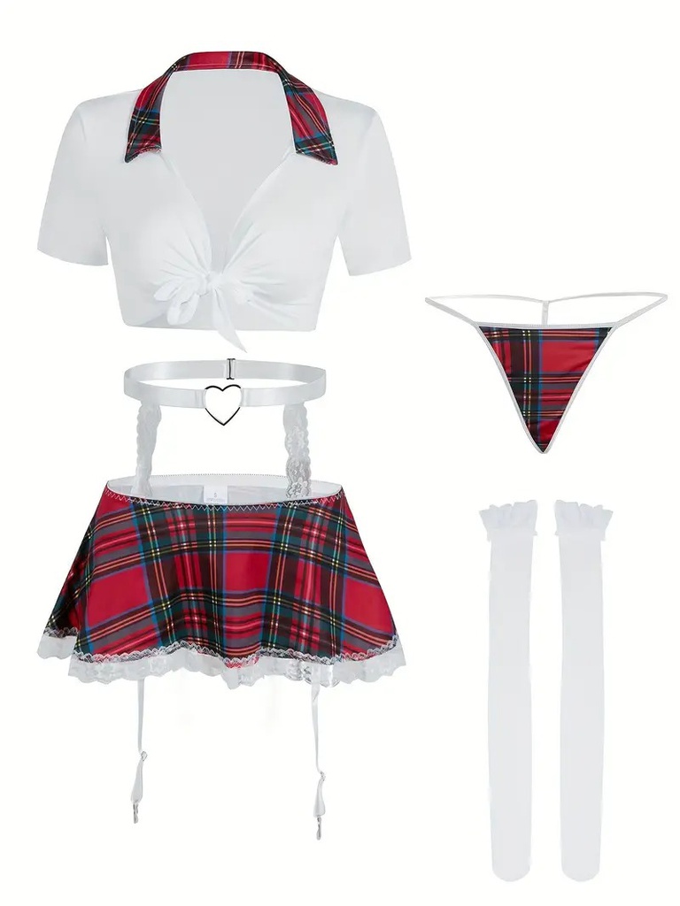 DISFRAZ COLEGIALA BLANCO CON MEDIAS