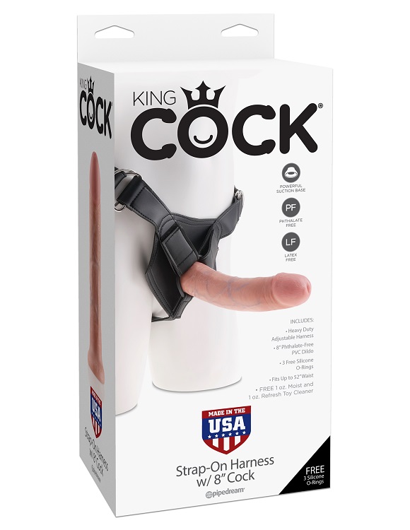 ARNES KING COCK STRAP ON HARNESS W/8&quot; COCK