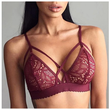 BRALETTE CON ENCAJE BENDICION VINO/NEGRO/ROSA