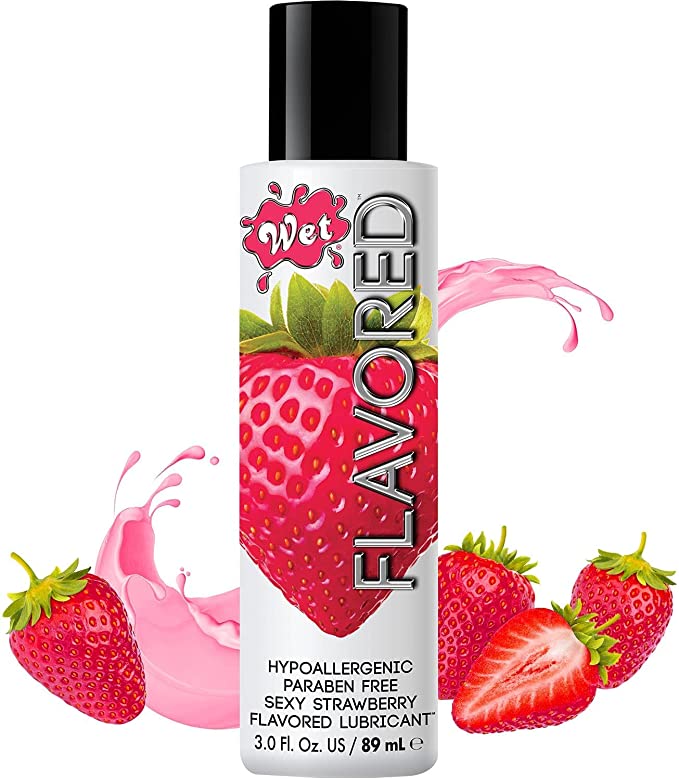 LUBRICANTE WET FLAVORED SEXY STRAWBERRY 3FL. OZ 89 ML