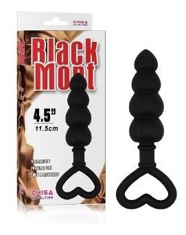 PLUG ANAL DE CORAZÓN, BLACK MONT 4.5&quot; BEADED LUV PROBE