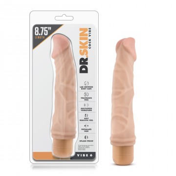 VIBRADOR DR SKIN COCK VIBE 6 NATURAL 8.75&quot;