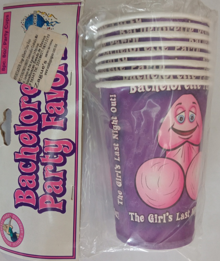 VASOS DE PENE 8 PZS BACHELORETTE PARTY FAVORS