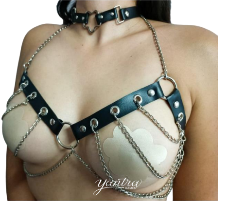 SEXY HOSCHEN BRALETTE ISIS MATERIAL VINIPIEL Y CADENAS