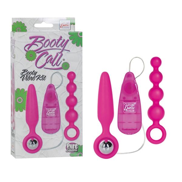 PLUG ANAL VIBRO KIT BOOTY CALL ROSA PLUG CON BOLAS ANALES Y VIBRACION