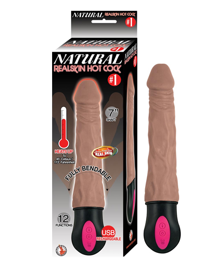 VIBRADOR NATURAL REALSKIN HOT COCK #1 7&quot; 12 FUNCIONES