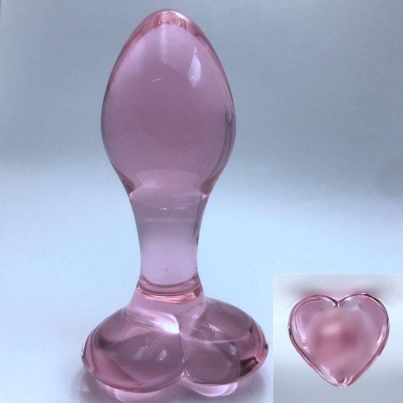 PLUG ANAL DE CRISTAL ROSA BASE CORAZON