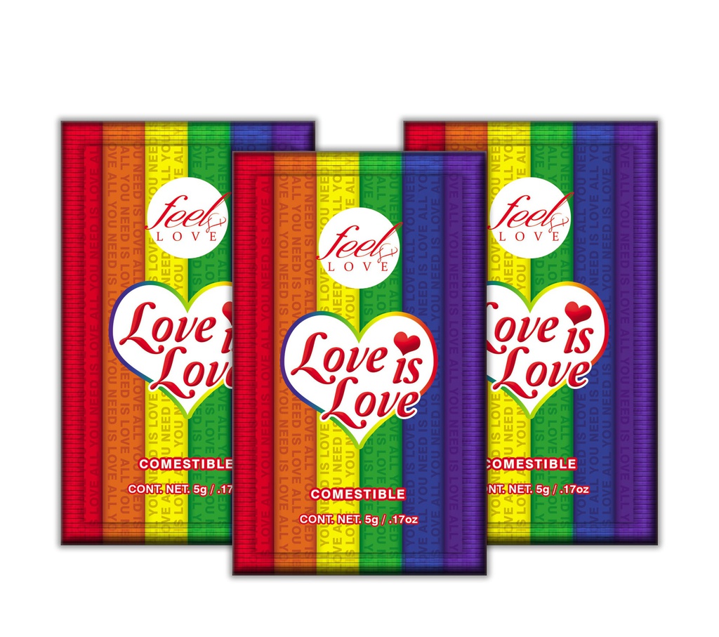 LUBRICANTE SOBRE LOVE IS LOVE LGBT COMESTIBLE FEEL LOVE 5 GR