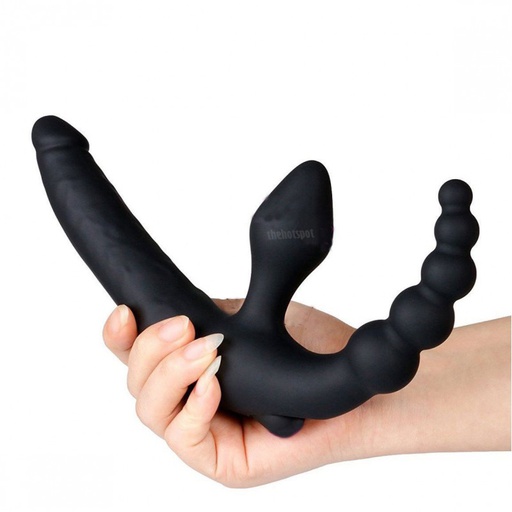 [SE410] VIBRADOR STRAPLESS TRIPLO TRIPLE G STRAP ON SIN CINTA NEGRO