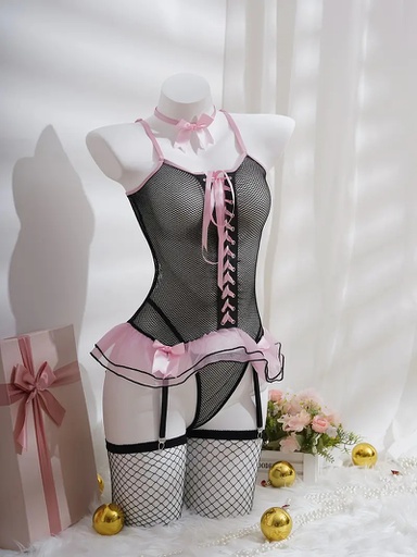 [CR051] CORDINADO CORSÉ NEGRO Y OLAN ROSA