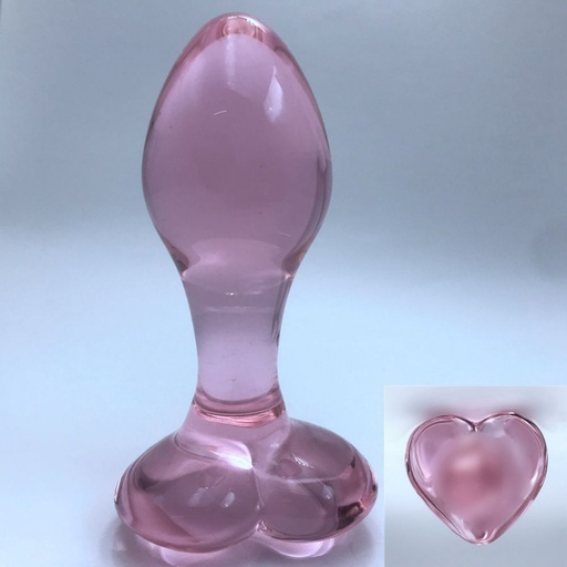 [S1153] PLUG ANAL DE CRISTAL ROSA BASE CORAZON