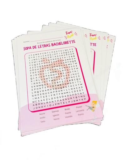 [BRO70] JUEGO DE CARTAS DESPEDIDA DE SOLTERA &quot;SOPA DE LETRAS BACHELORETTE&quot;