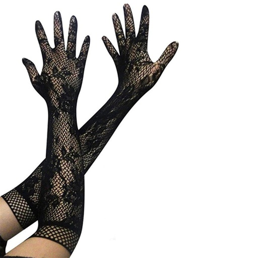 [7871] GUANTES CALADOS NEGROS TIPO RED (ENCAJE)
