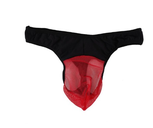 [BCDD36] TANGA TRANSPARENTE MESH ROJO CON NEGRO