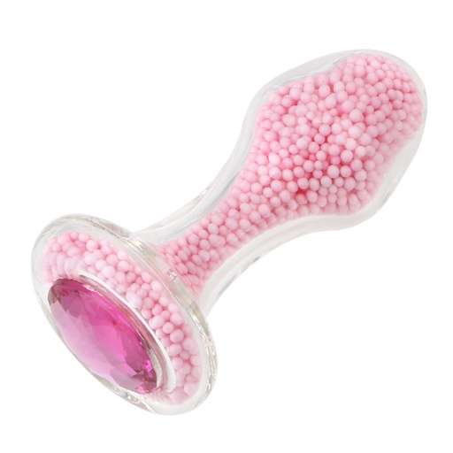 [4H4303] PLUG ANAL DE CRISTAL CON PERLAS COLOR ROSA