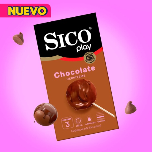 [CND0088C] CONDON 3 PZS SICO PLAY DERRITEME SABOR CHOCOLATE