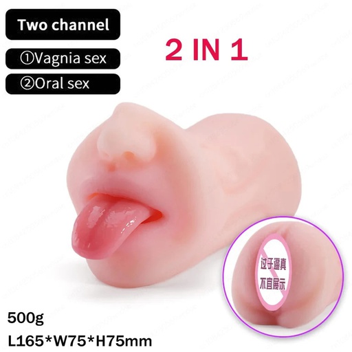 [MAST0201] MASTURBADOR REALISTA 2 EN 1 BOCA Y VAGINA