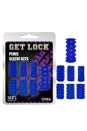 [CN330325417] ANILLO GET LOCK 7 ANILLOS TEXTURIZADOS Y ELASTICOS AZUL