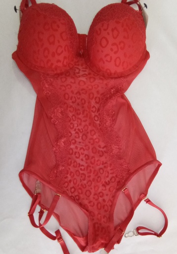 [LEN1300] LENCERIA BODY ROJO