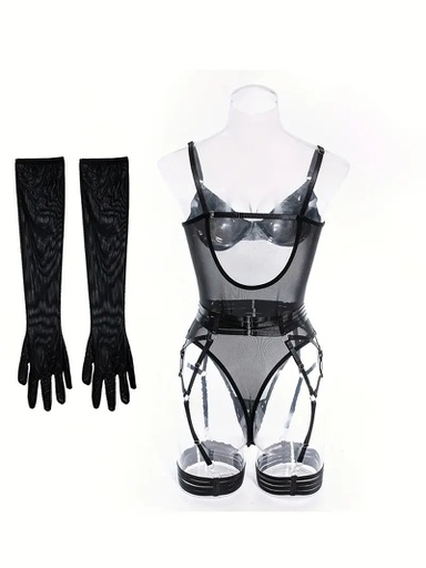 [LEN1324] BODY CON GUANTES Y LIGUERO DOMME