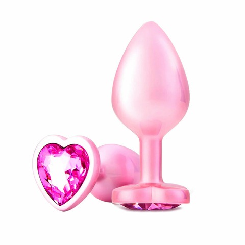 [PLG089] PLUG CORAZON CROMADO ROSA