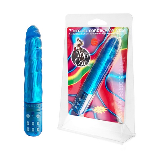 [CN990] VIBRADOR TOP CAT 7' NEO-JEL CORKSCREW VIBE COLORS